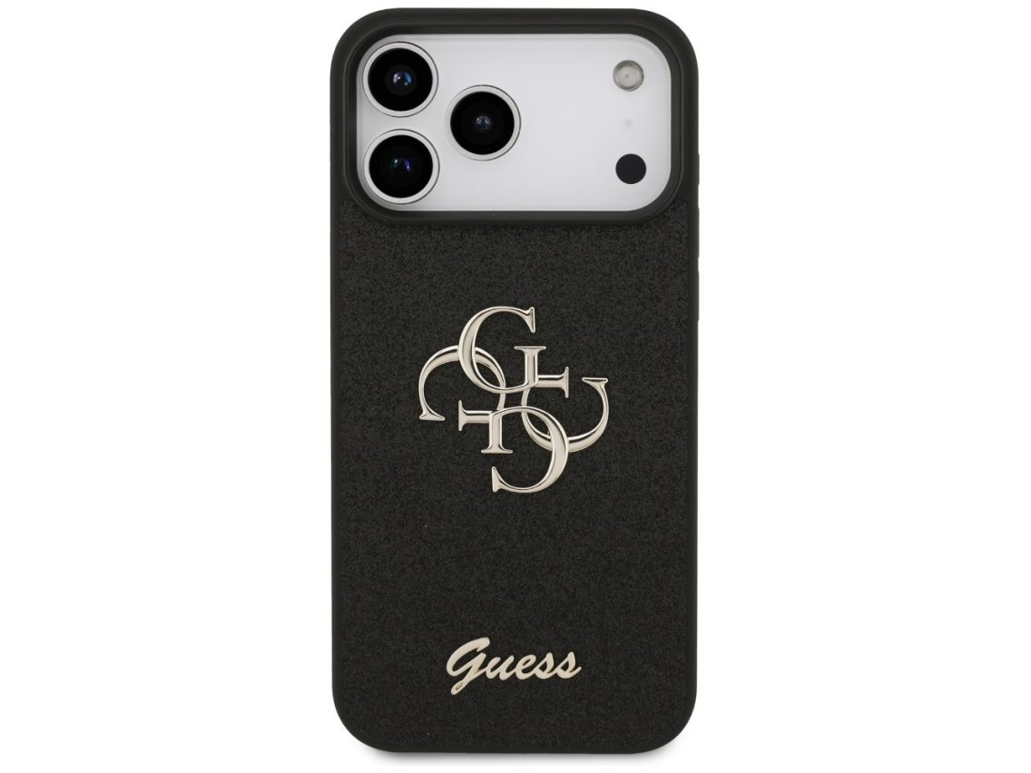 Capa Guess Fixed Glitter Big 4G para iPhone 17 Pro Max / 18 Pro Max - Preta