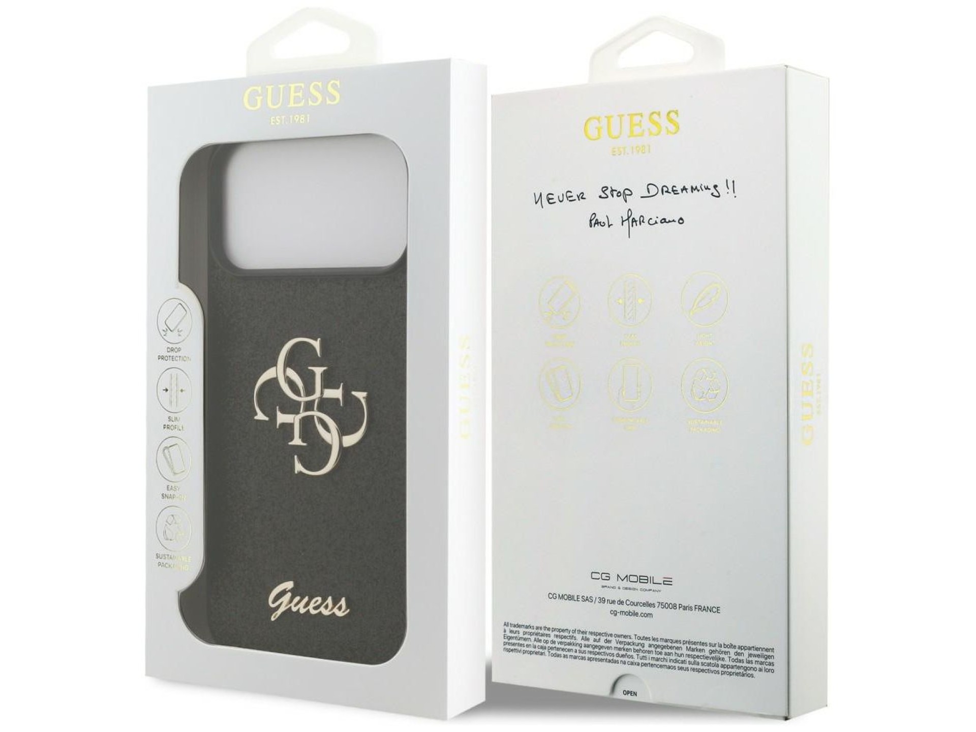Capa Guess Fixed Glitter Big 4G para iPhone 17 Pro Max / 18 Pro Max - Preta