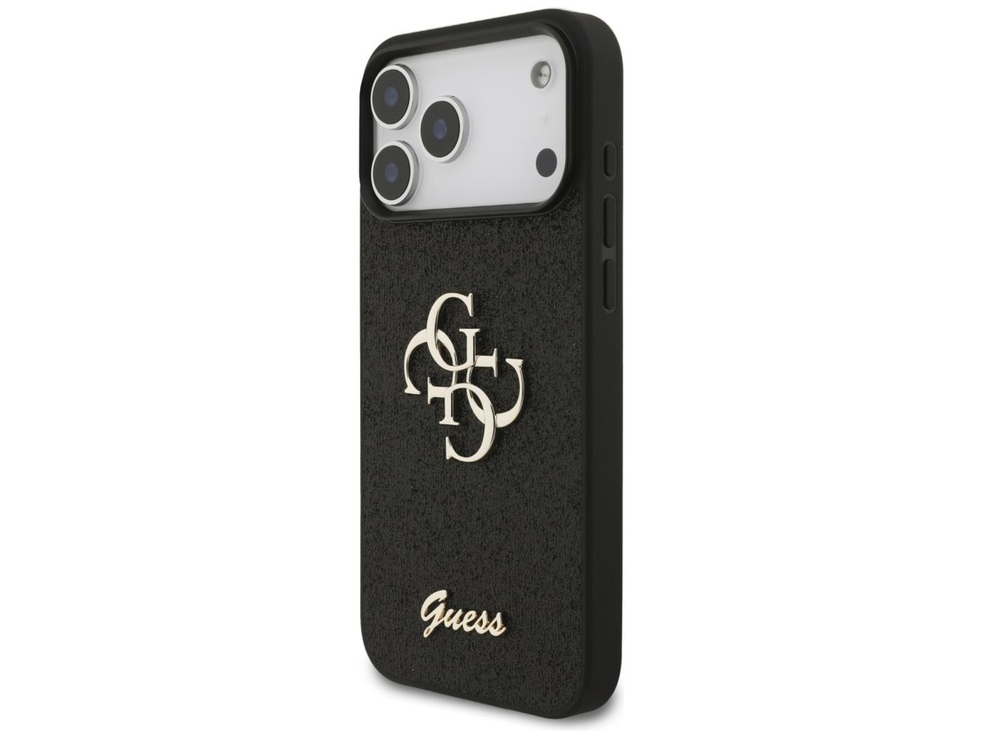 Capa Guess Fixed Glitter Big 4G para iPhone 17 Pro Max / 18 Pro Max - Preta