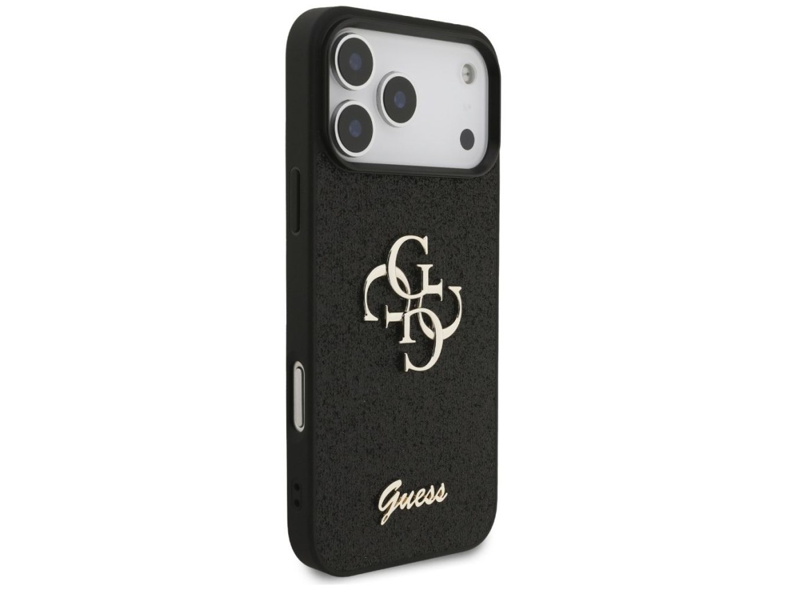 Capa Guess Fixed Glitter Big 4G para iPhone 17 Pro Max / 18 Pro Max - Preta