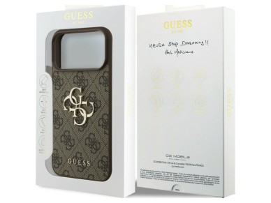 Capa Guess 4G com logo grande para iPhone 17 Pro / 18 Pro - Marrom