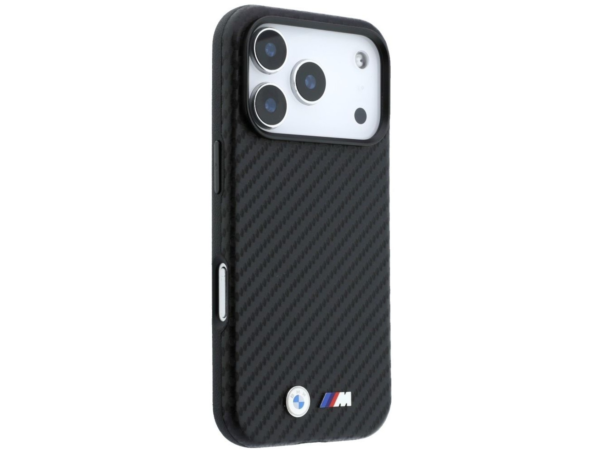 Capa MagSafe BMW M Carbon Metal Logo para iPhone 17 Pro / 18 Pro - Preta