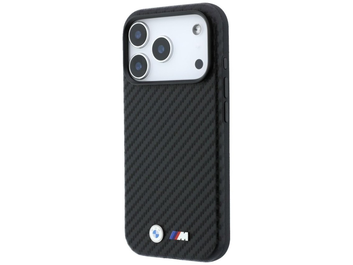 Funda BMW M Carbon Metal Logo MagSafe para iPhone 17 Pro / 18 Pro - Negra
