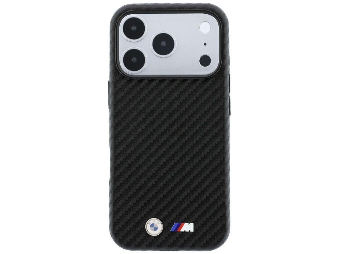 Funda BMW M Carbon Metal Logo MagSafe para iPhone 17 Pro / 18 Pro - Negra