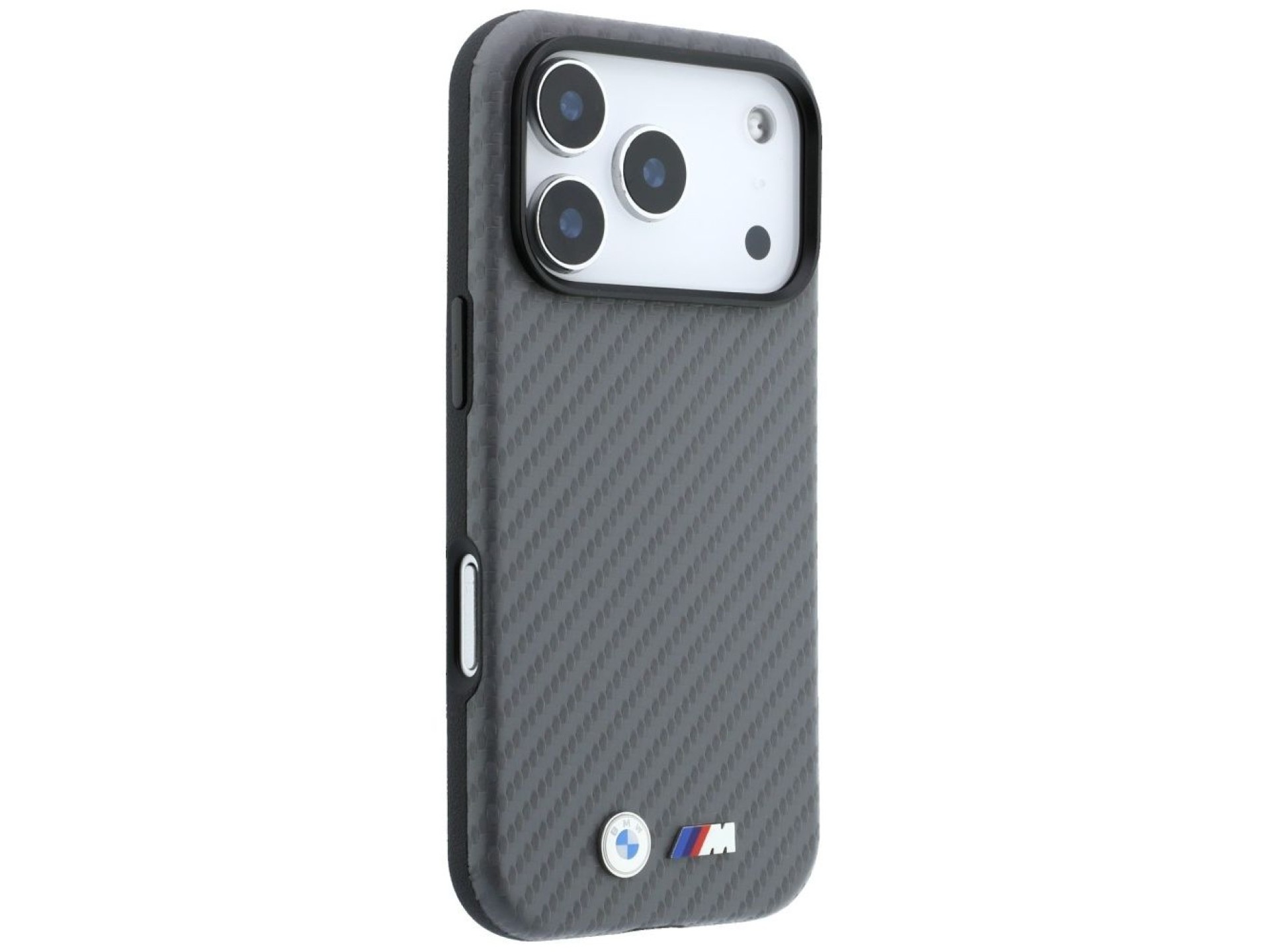 Funda BMW M Carbon Metal Logo MagSafe para iPhone 17 Pro / 18 Pro - Gris