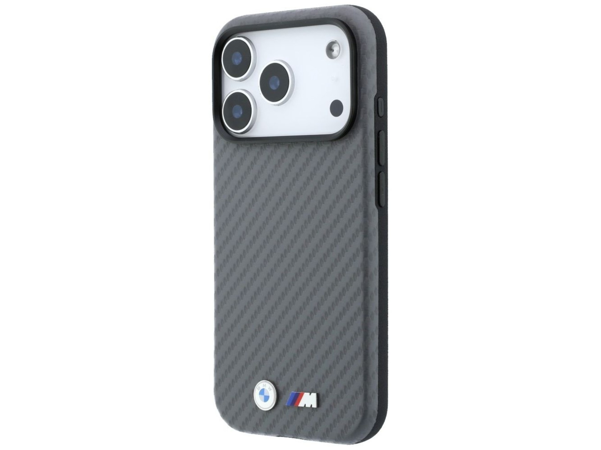 Funda BMW M Carbon Metal Logo MagSafe para iPhone 17 Pro / 18 Pro - Gris