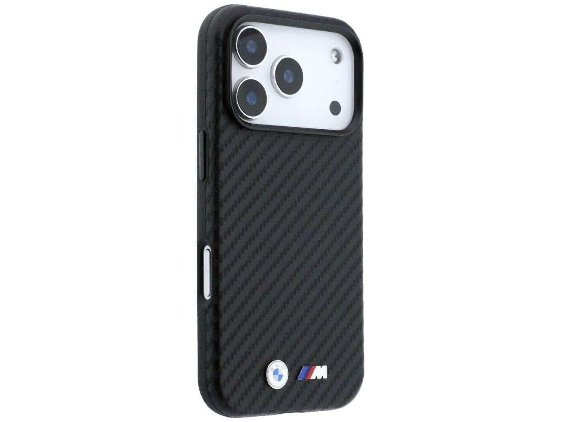Funda BMW M Carbon Metal Logo MagSafe para iPhone 17 Pro / 18 Pro - Negra
