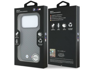 BMW M Carbon Metal Logo MagSafe Case for iPhone 17 Pro / 18 Pro - Gray