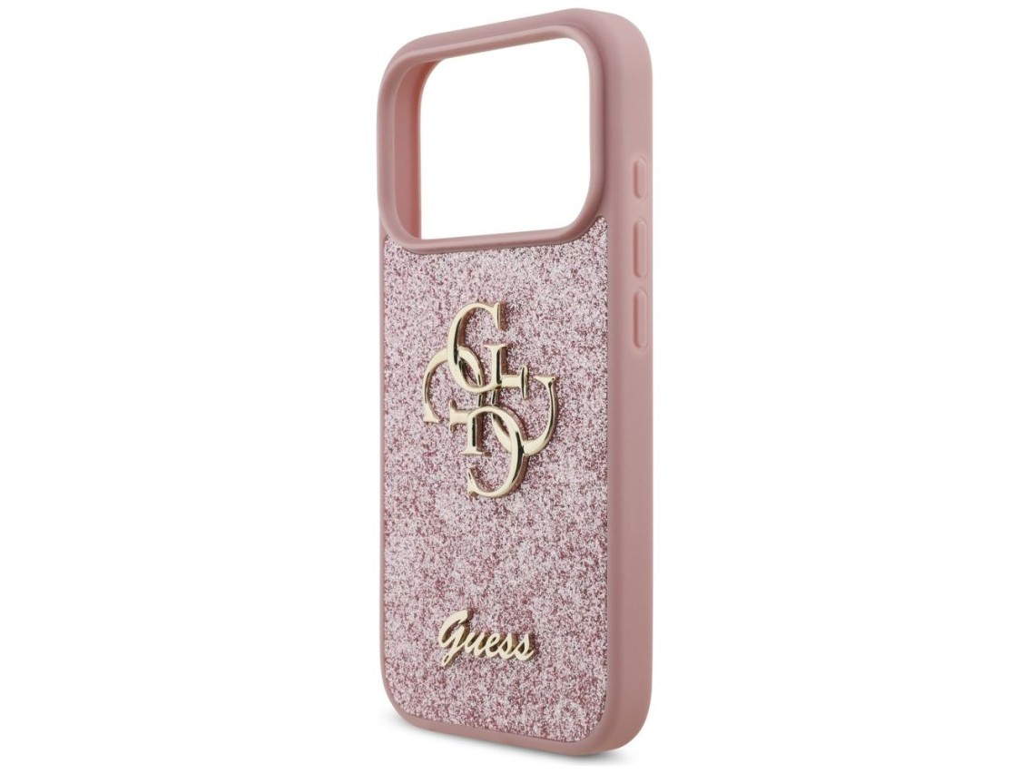 Capa Guess Fixed Glitter Big 4G para iPhone 17 Pro / 18 Pro - Rosa