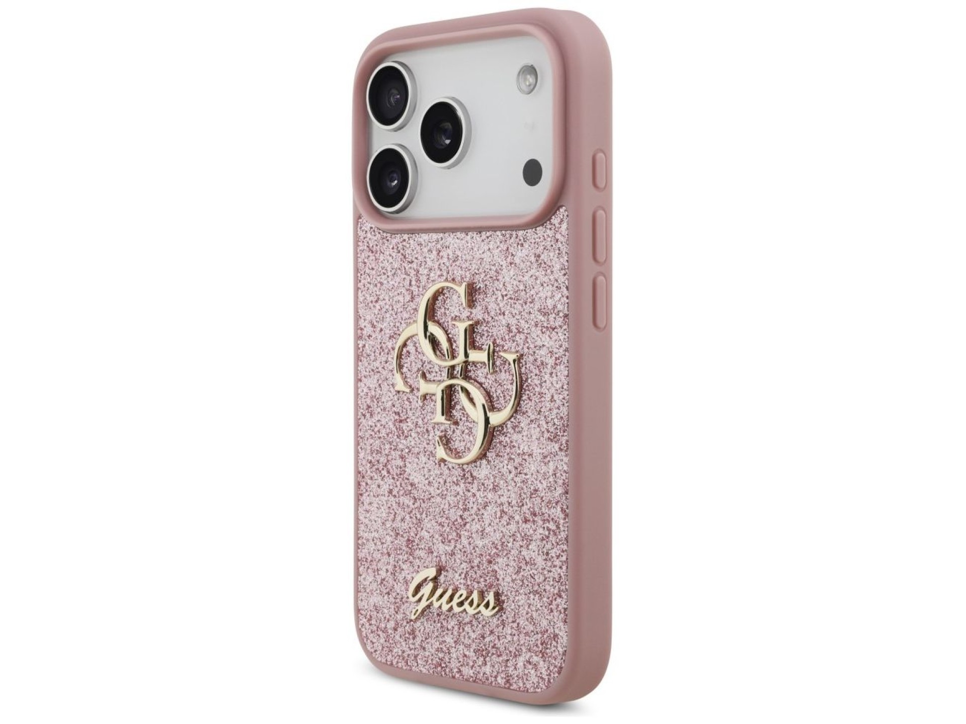 Capa Guess Fixed Glitter Big 4G para iPhone 17 Pro / 18 Pro - Rosa