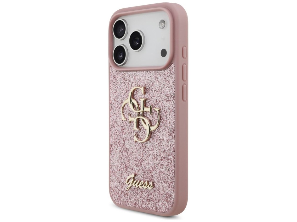Capa Guess Fixed Glitter Big 4G para iPhone 17 Pro / 18 Pro - Rosa