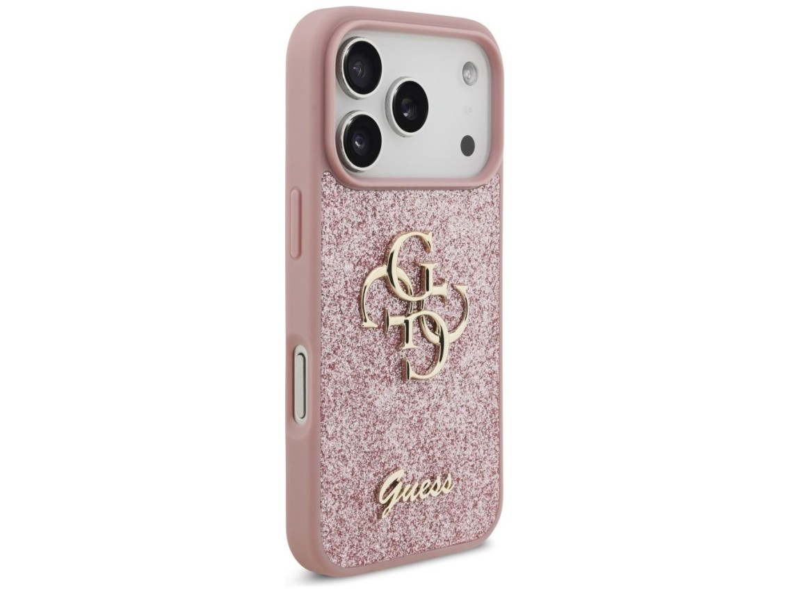 Capa Guess Fixed Glitter Big 4G para iPhone 17 Pro / 18 Pro - Rosa