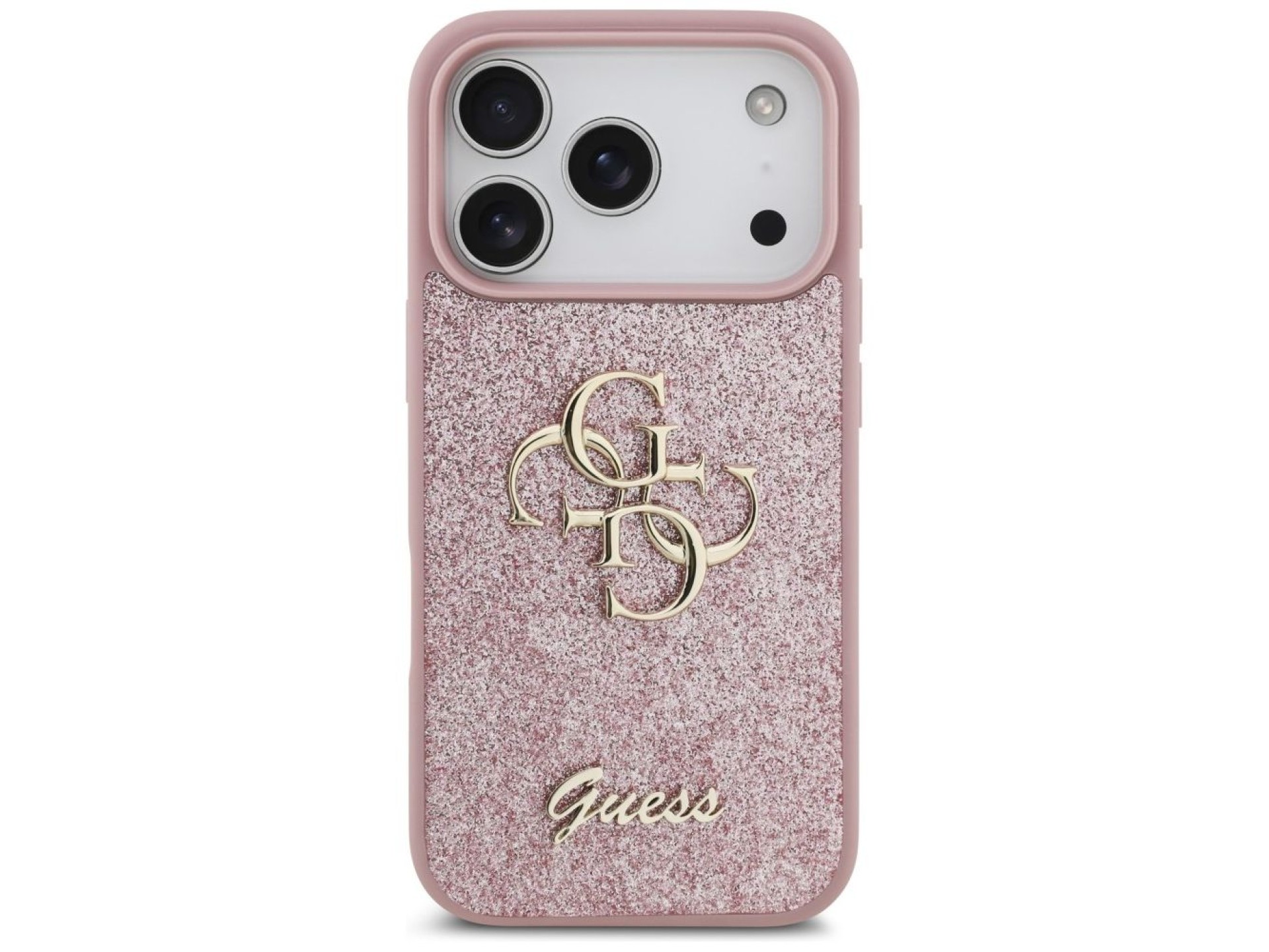 Capa Guess Fixed Glitter Big 4G para iPhone 17 Pro / 18 Pro - Rosa