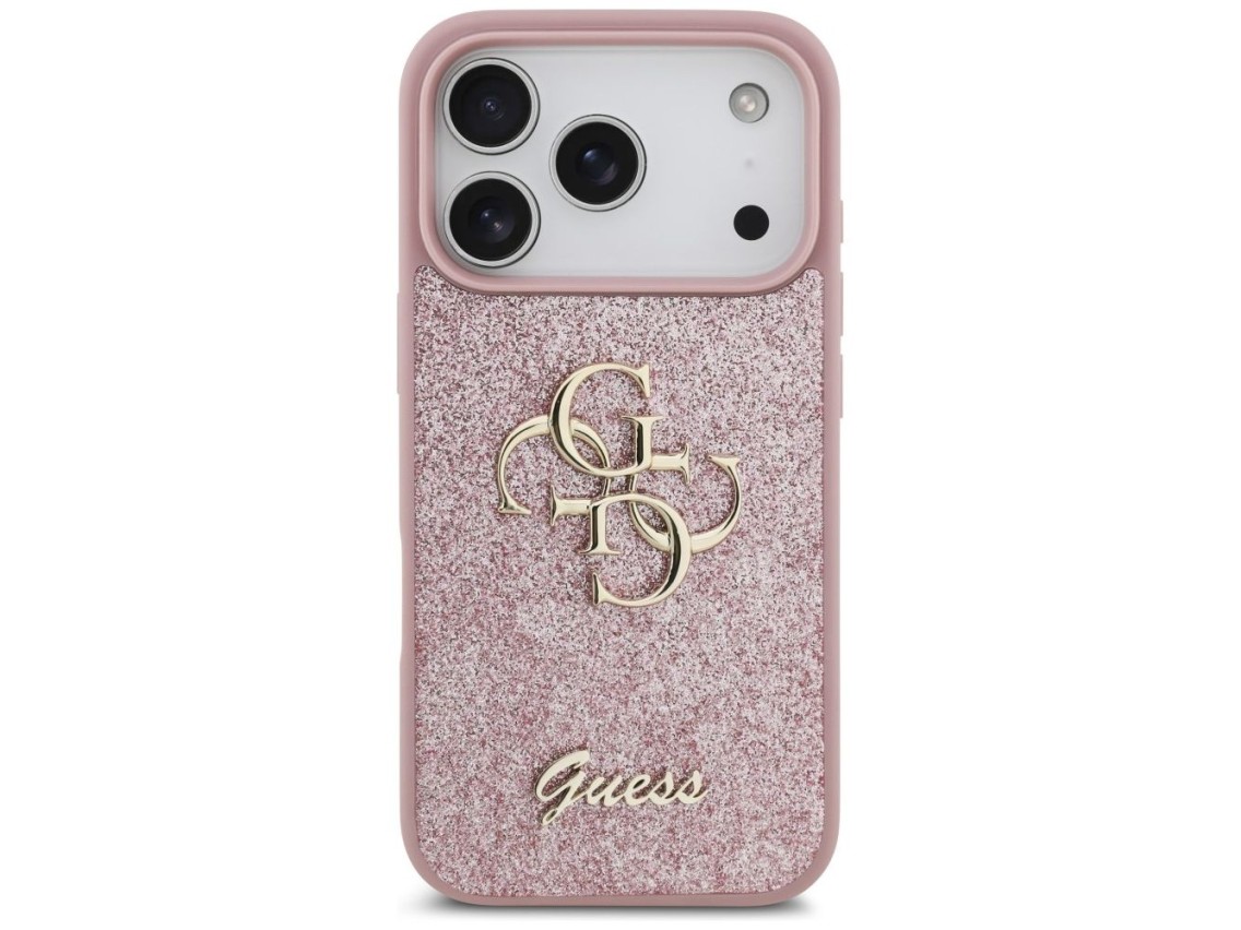 Capa Guess Fixed Glitter Big 4G para iPhone 17 Pro / 18 Pro - Rosa