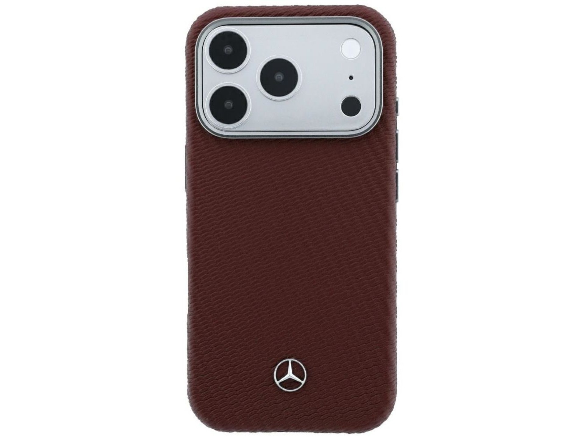 Mercedes Leather Semi Wrap Wood Effect MagSafe case for iPhone 17 Pro Max / 18 Pro Max - burgundy