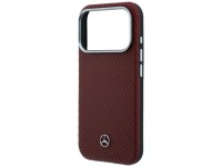 Mercedes Leather Semi Wrap Wood Effect MagSafe case for iPhone 17 Pro Max / 18 Pro Max - burgundy