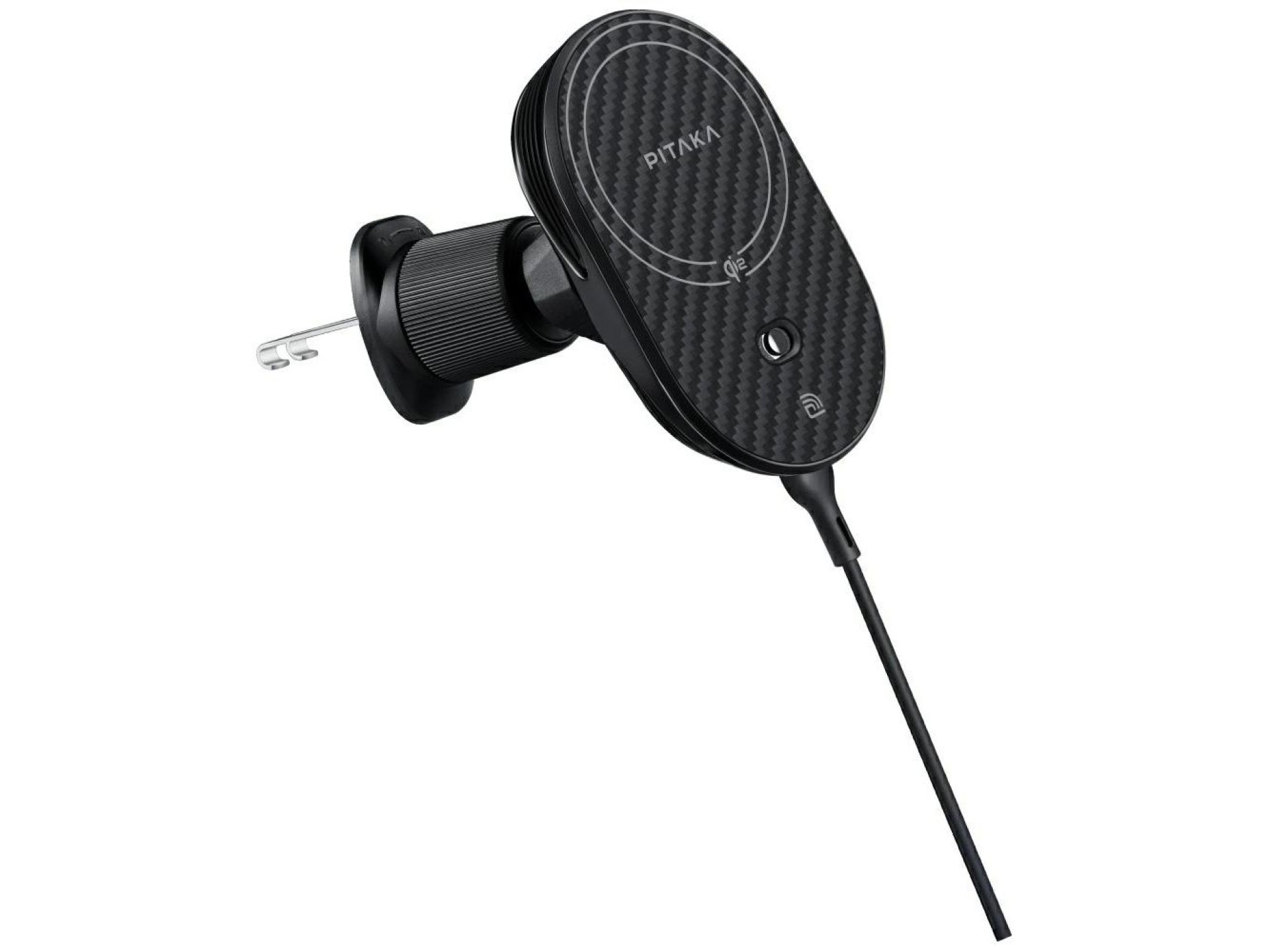 Soporte para coche con cargador inalámbrico PITAKA MagEZ Pro 2 Qi2 15W NFC MagSafe negro gris