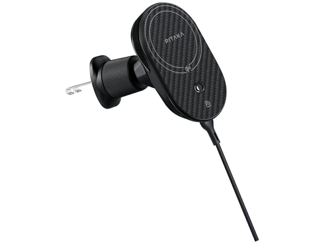 Soporte para coche con cargador inalámbrico PITAKA MagEZ Pro 2 Qi2 15W NFC MagSafe negro gris