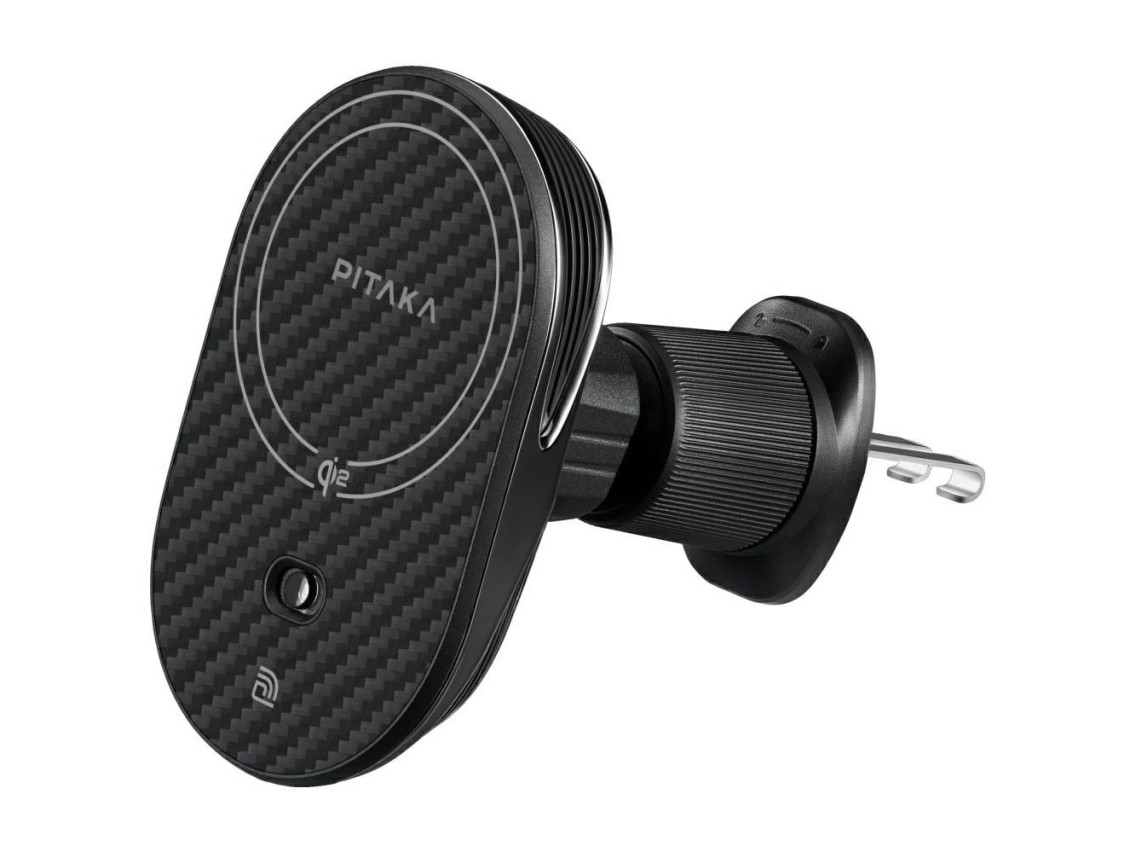 Soporte para coche con cargador inalámbrico PITAKA MagEZ Pro 2 Qi2 15W NFC MagSafe negro gris