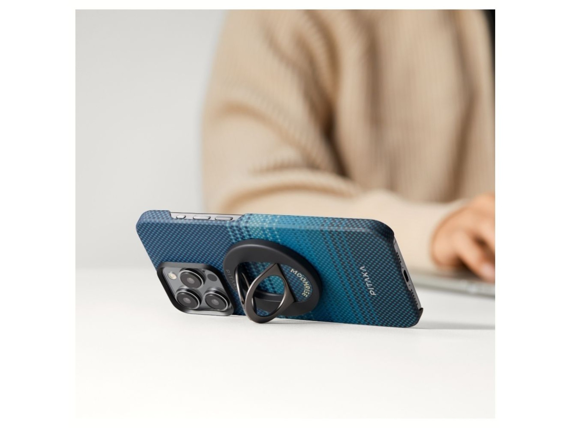 Suporte magnético PITAKA MagEZ Grip 3 MagSafe para telefone moonrise