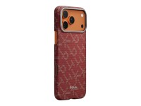 Capa PITAKA Ultra-Slim Monogram MagSafe para iPhone 17 Pro dourada e vermelha Capa PITAKA Ultra-Slim Monogram MagSafe para iPhone 17 Pro dourada e vermelha