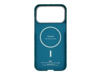 Capa PITAKA Ultra-Slim Monogram MagSafe para iPhone 17 Pro dourada e verde