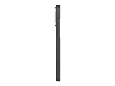 Funda PITAKA Ultra-Slim PitaTap MagSafe para iPhone 16 Pro Max, color negro y gris.