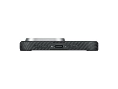 Funda PITAKA Ultra-Slim PitaTap MagSafe para iPhone 16 Pro Max, color negro y gris.