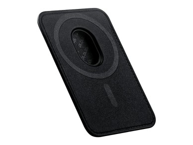 Carteira magn�tica PITAKA Woven Wallet MagSafe para celular, preta e cinza.