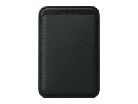 Carteira magn�tica PITAKA Woven Wallet MagSafe para celular, preta e cinza.