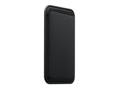 Carteira magn�tica PITAKA Woven Wallet MagSafe para celular, preta e cinza.