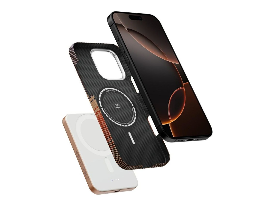 Power bank PITAKA Fibra Aramida Qi2 MagSafe atardecer
