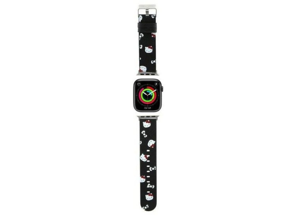 Correa con estampado de cabezas y lazos de Hello Kitty para Apple Watch de 38/40/41 mm - Negra