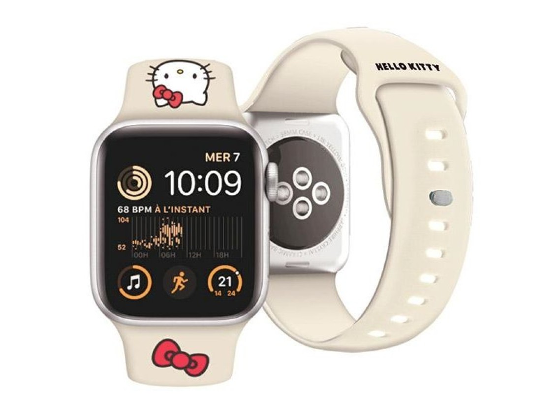 Correa de silicona con forma de cabeza de Hello Kitty para Apple Watch de 38/40/41 mm - beige