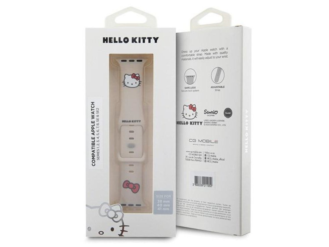 Correa de silicona con forma de cabeza de Hello Kitty para Apple Watch de 38/40/41 mm - beige
