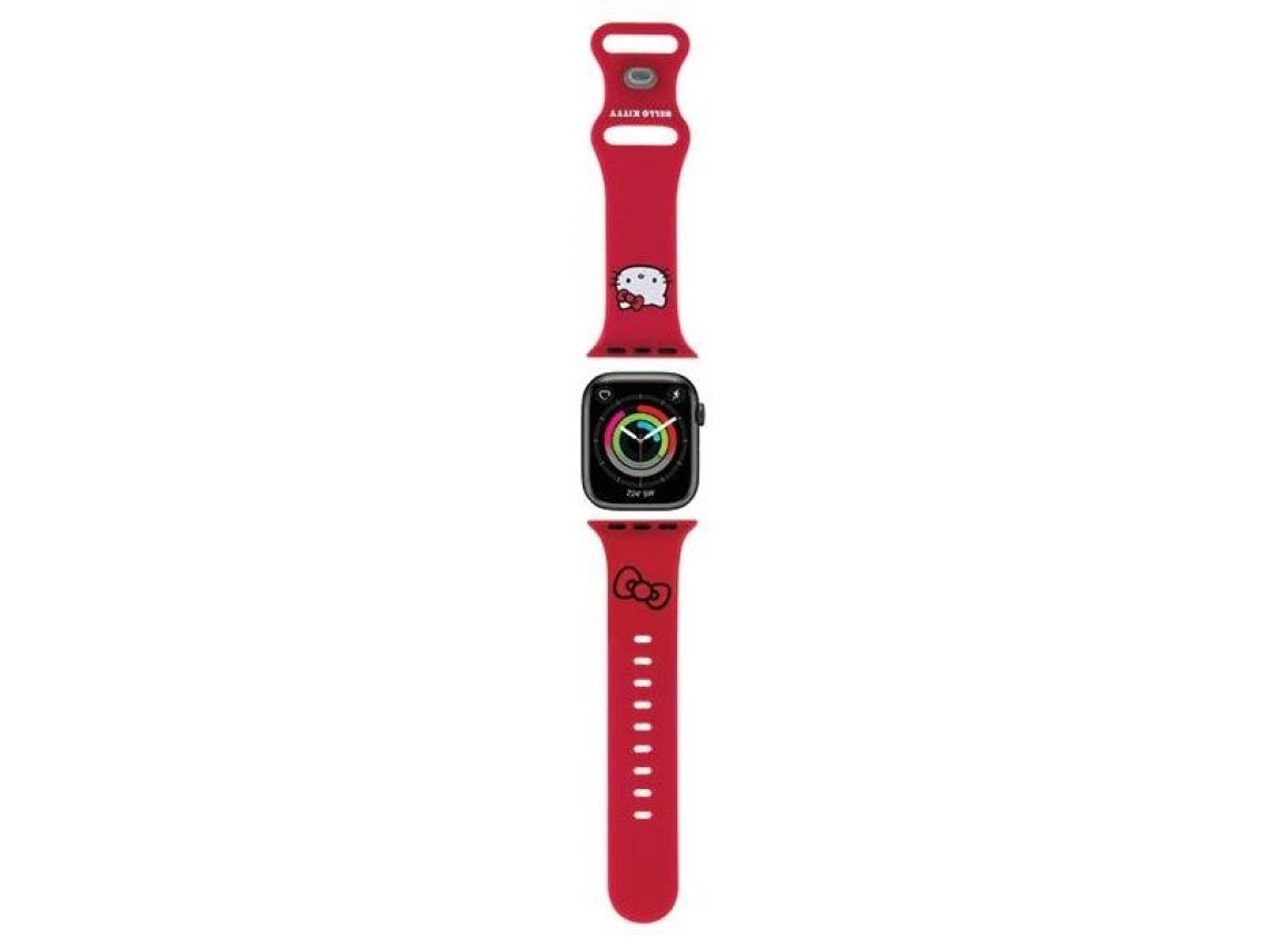 Correa de silicona con forma de cabeza de Hello Kitty para Apple Watch de 38/40/41 mm - roja