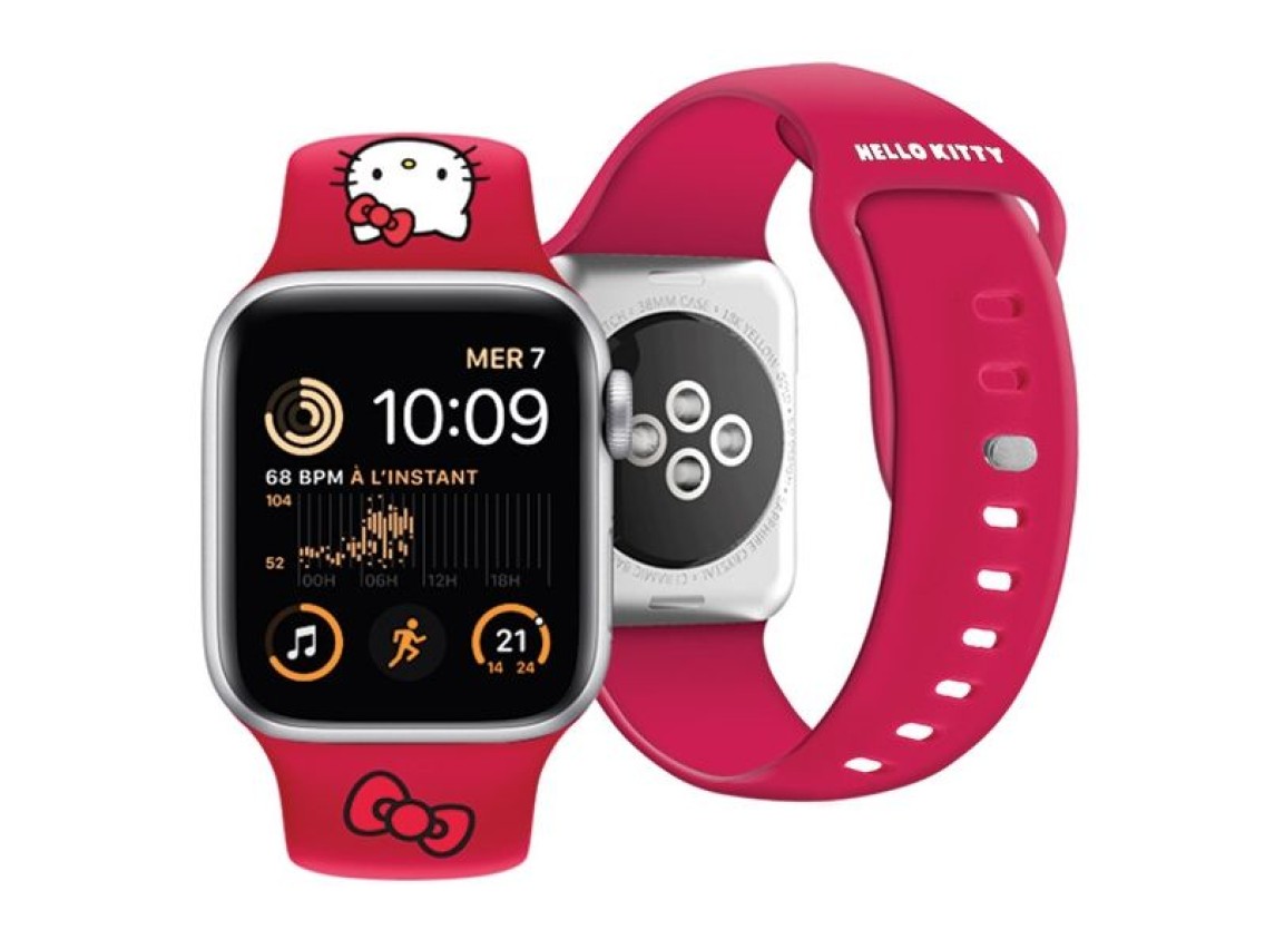 Correa de silicona con forma de cabeza de Hello Kitty para Apple Watch de 38/40/41 mm - roja