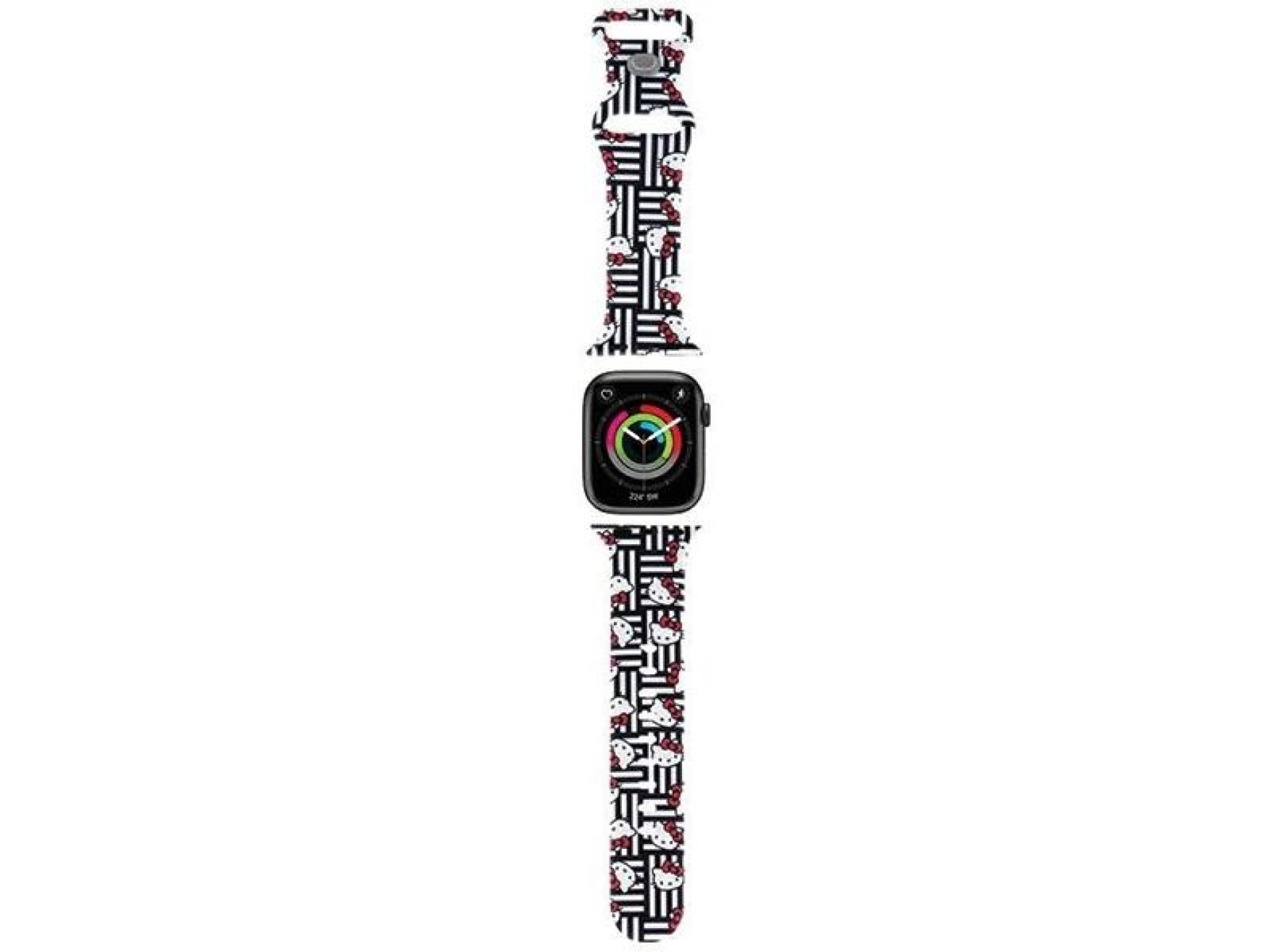 Pulseira de silicone Hello Kitty Heads & Stripes para Apple Watch 38/40/41mm - Preta