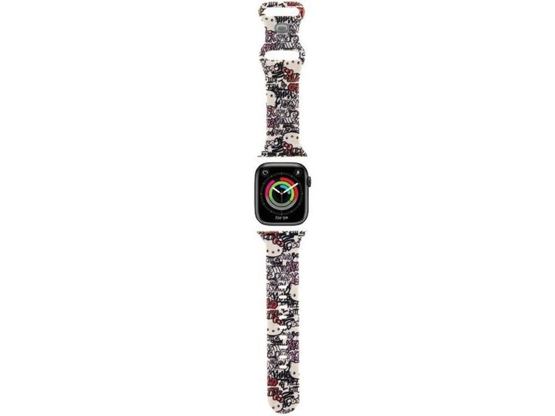 Pulseira de silicone Hello Kitty com estampa de grafite para Apple Watch 38/40/41mm - bege