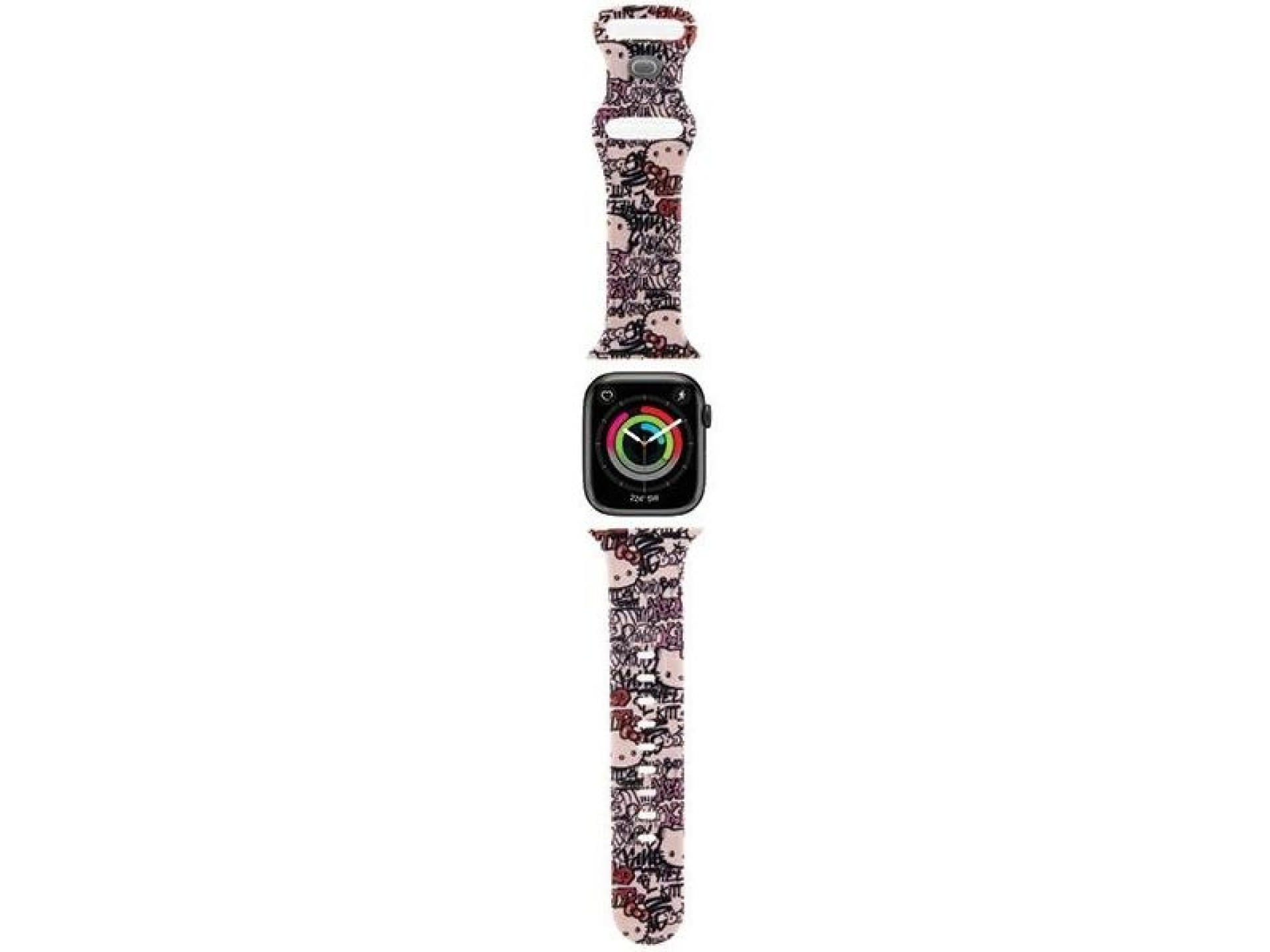 Pulseira de silicone Hello Kitty com estampa de grafite para Apple Watch 38/40/41mm - Rosa