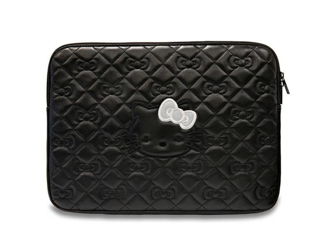 Capa Hello Kitty Zip PU acolchoada com laços para laptop de 14" - preta
