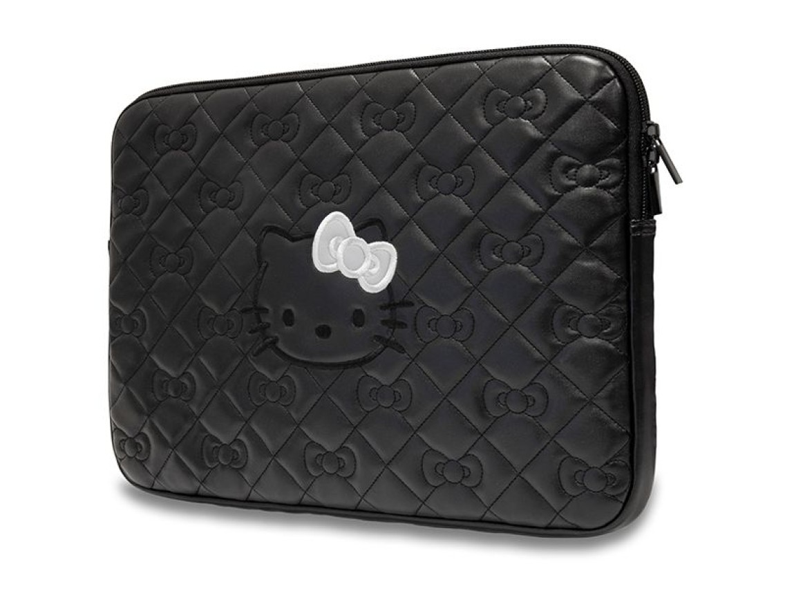 Capa Hello Kitty Zip PU acolchoada com laços para laptop de 14" - preta