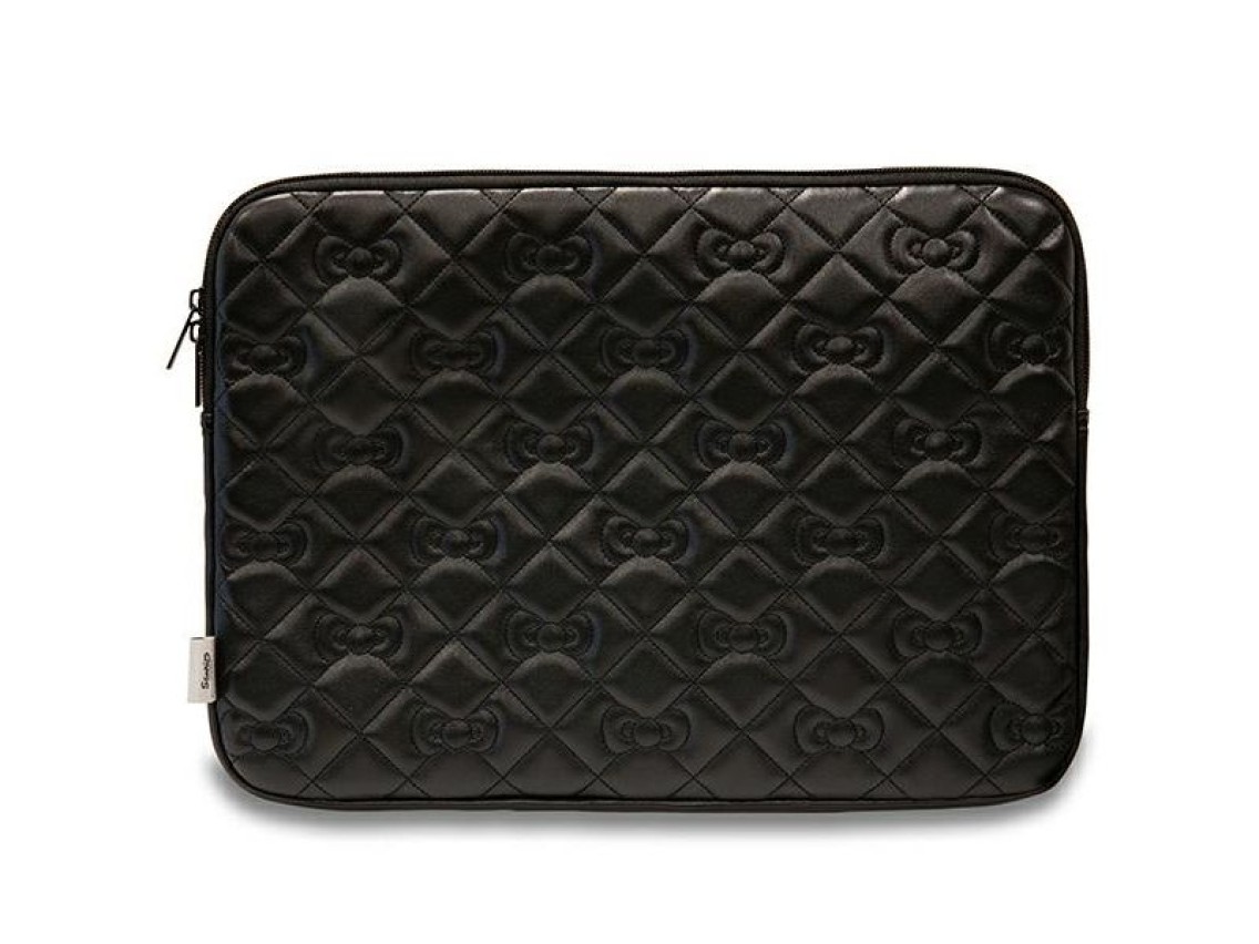 Capa Hello Kitty Zip PU acolchoada com laços para laptop de 14" - preta