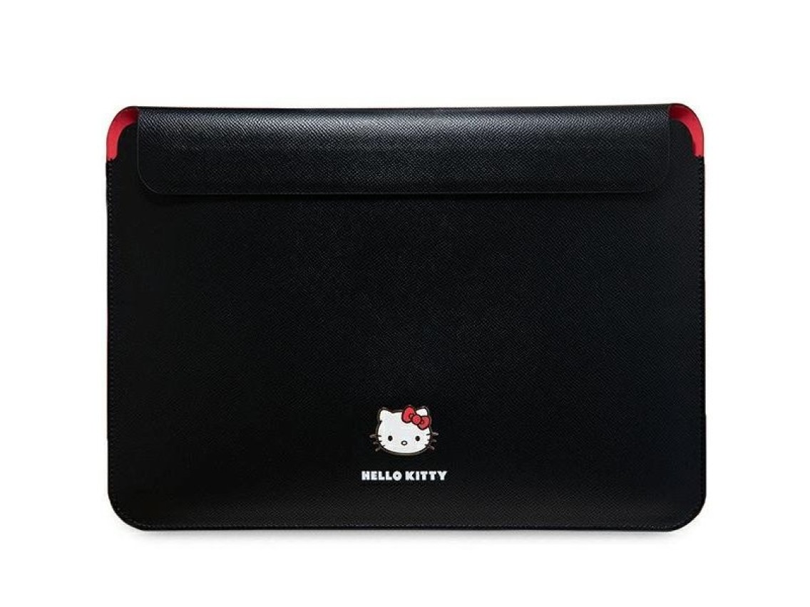 Funda Hello Kitty de PU con logo metálico para portátil de 14" - negra