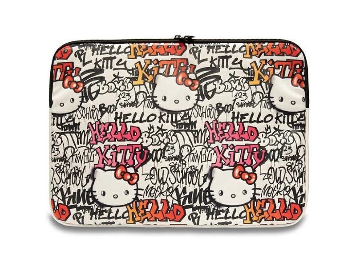 Capa Hello Kitty PU com logotipo metálico para laptop de 14" - bege