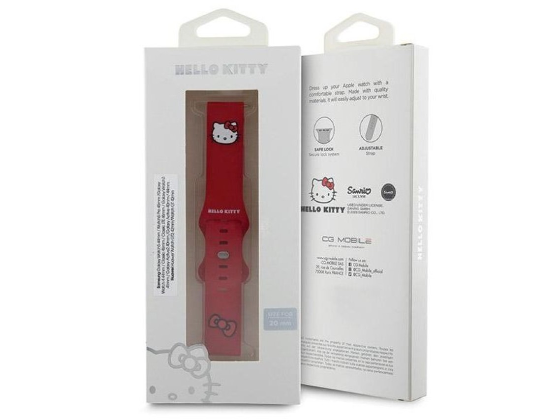Faixa de cabeça universal Hello Kitty em silicone, 20 mm - vermelha