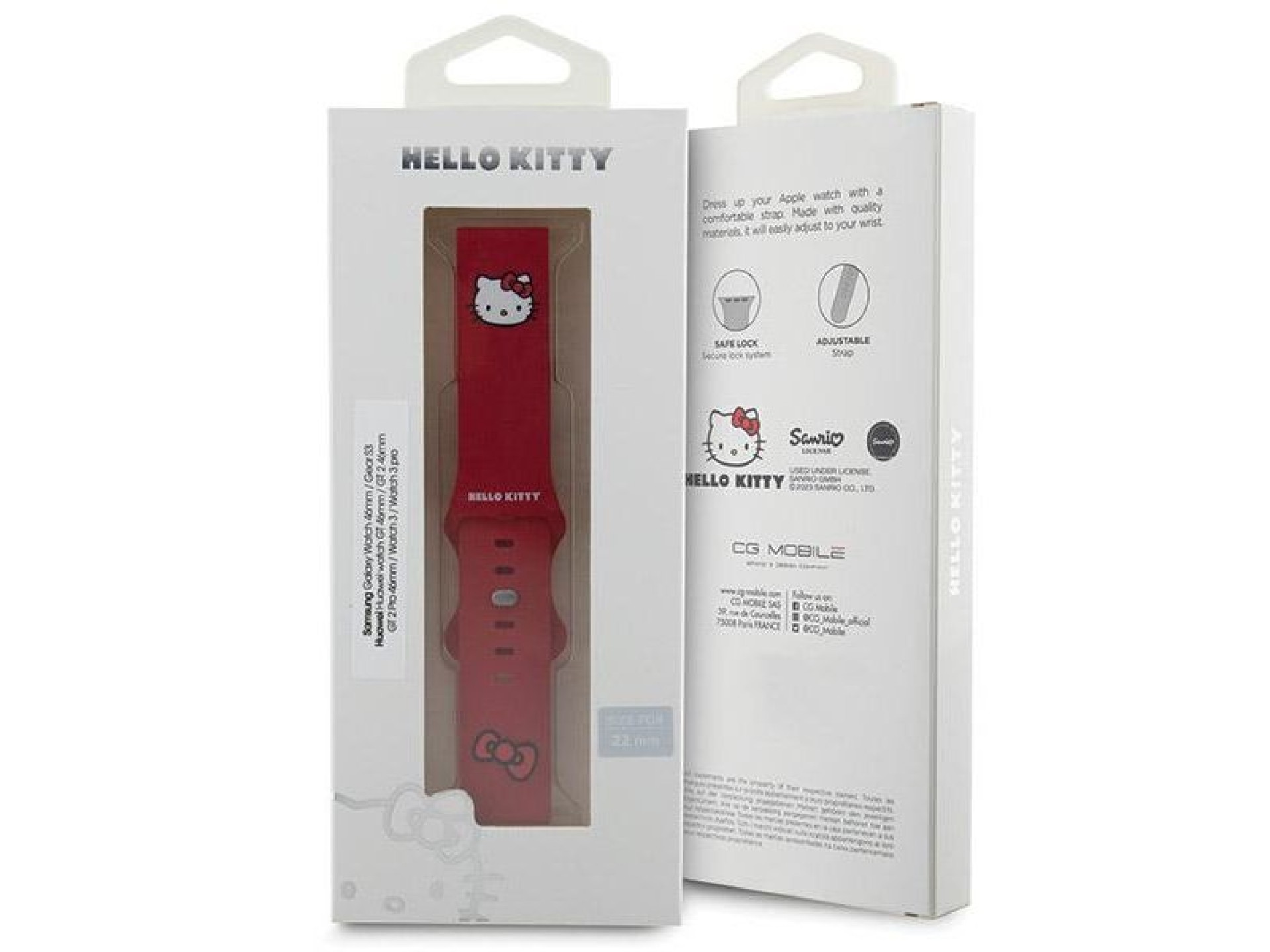 Faixa de cabeça universal Hello Kitty em silicone, 22 mm - vermelha