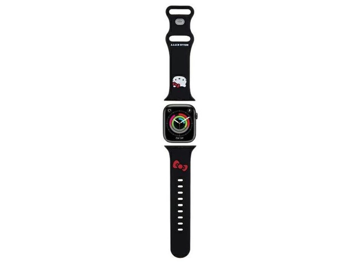 Pulseira de silicone Hello Kitty com formato de cabeça de gatinho para Apple Watch 38/40/41mm - pret