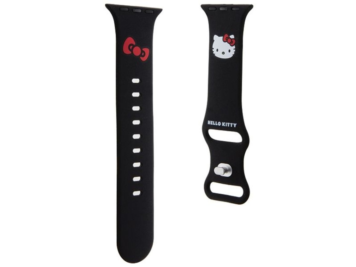 Pulseira de silicone Hello Kitty com formato de cabeça de gatinho para Apple Watch 38/40/41mm - pret