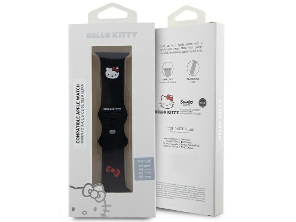 Hello Kitty Silicone Kitty Head Strap for Apple Watch 42/44/45/49mm - Black